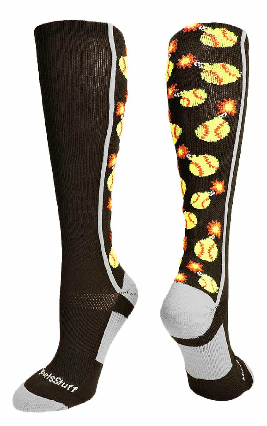 Ncaa Socks * | Flash Sale Madsportsstuff Softball Socks With Bombs Bombers For Girls Or Women Athletic Over The Calf Socks