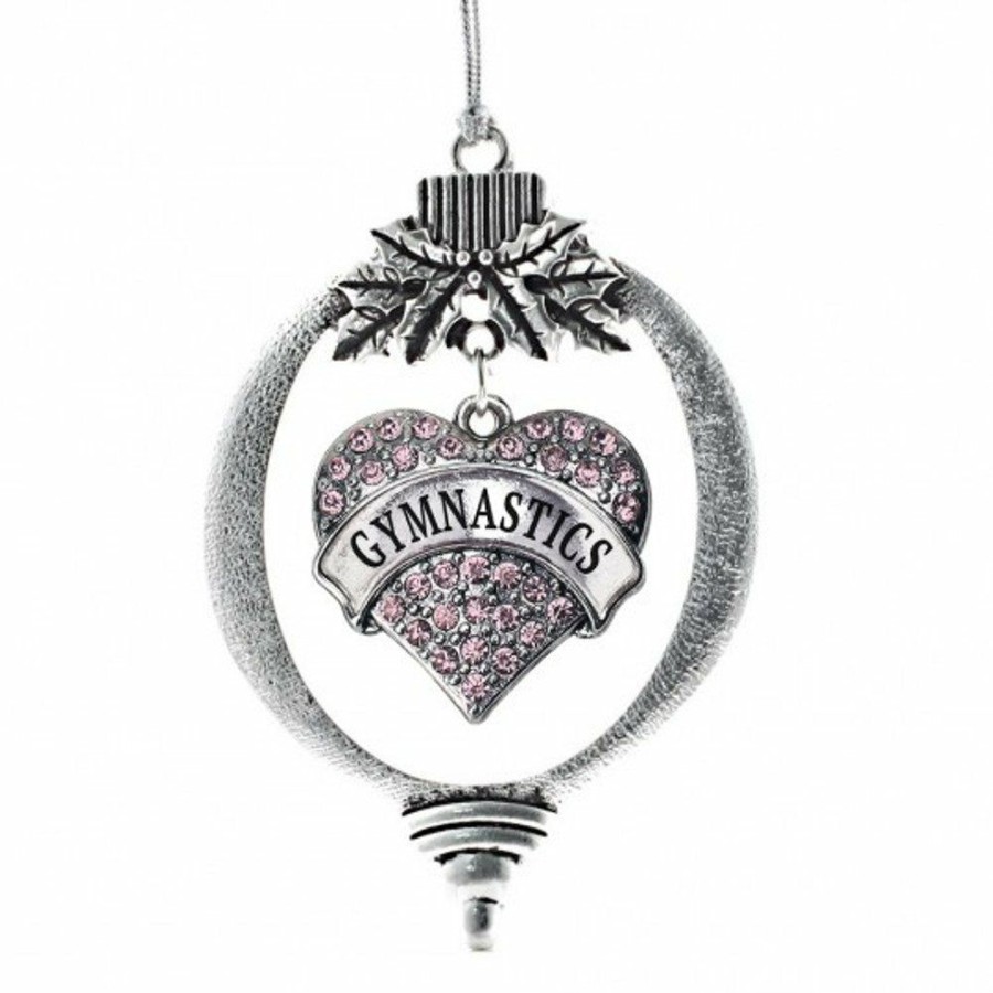 Accessories * | Deals Madsportsstuff Gymnast Christmas Ornament With Crystal Gymnastics Heart Charm