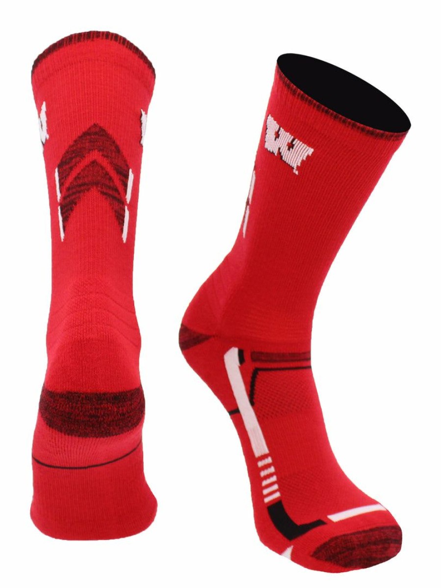 Ncaa Socks * | Wholesale Tck Wisconsin Badgers Socks University Of Wisconsin Badgers Champion Crew Socks All Schools Cardinal/Black