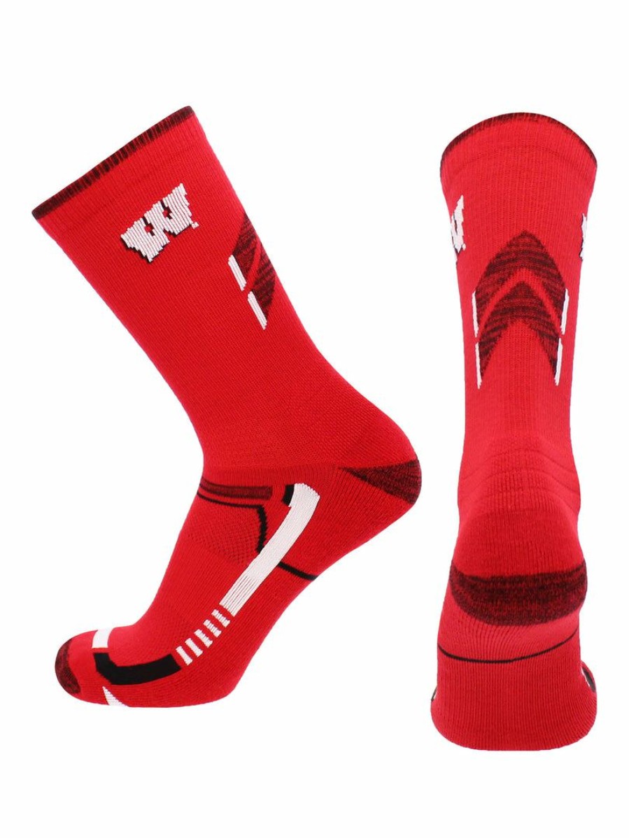 Ncaa Socks * | Wholesale Tck Wisconsin Badgers Socks University Of Wisconsin Badgers Champion Crew Socks All Schools Cardinal/Black