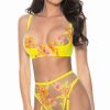 Lingerie * | Escante Neon Explosion Floral Bra And Garter Set