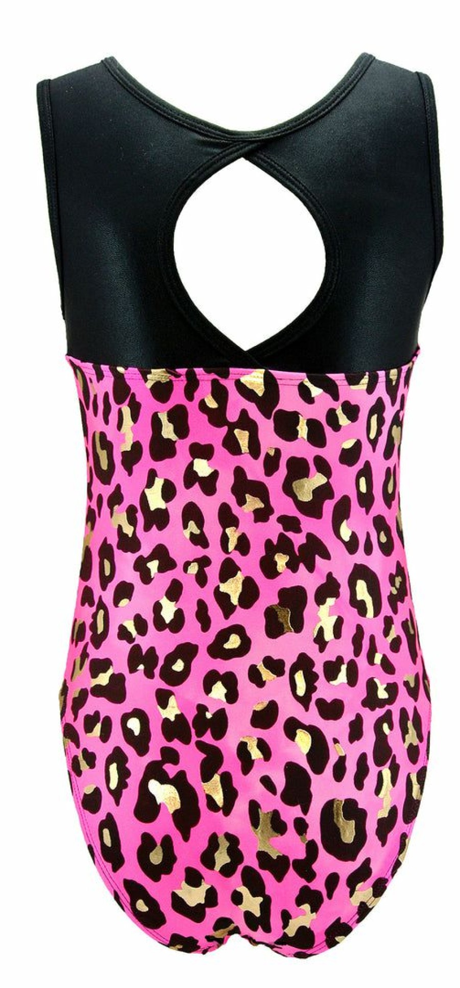 By Sport * | Cheapest Madsportsstuff Keyhole Style Girls Gymnastics Leotard Leotards Pink/Gold Leopard