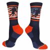 Ncaa Socks * | Best Pirce Madsportsstuff Usa Lacrosse Socks With American Flag And Player Crew Length Navy/Red/White