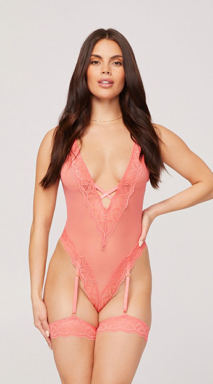 Lingerie * | Yandy Peach And Love Gartered Teddy