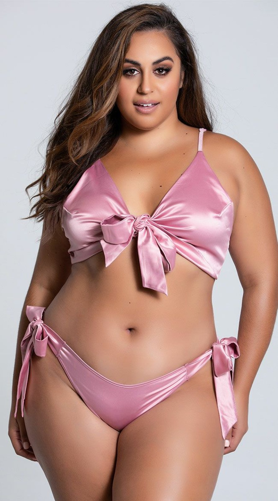 Lingerie * | Fantasy Plus Size Girl Like You Satin Tie Bra Set