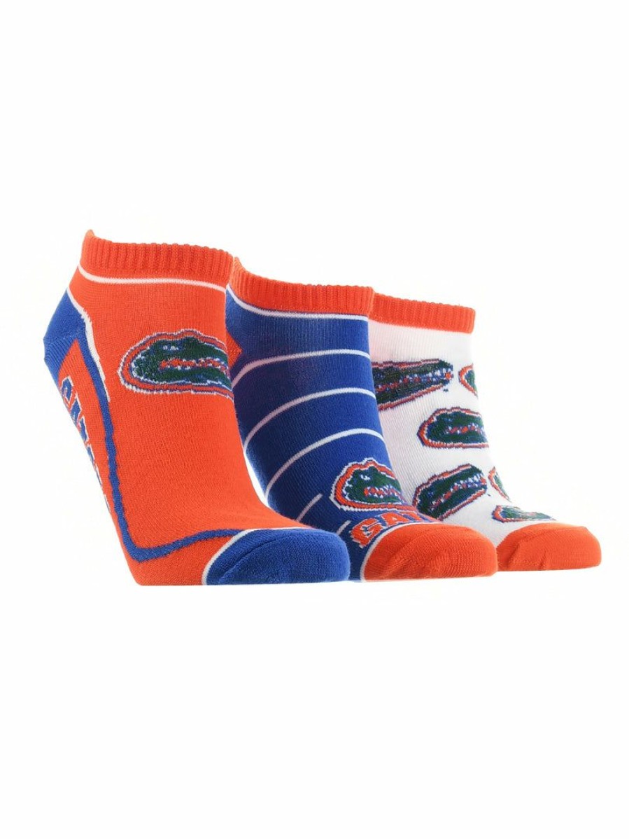 Ncaa Socks * | Buy Tck All Schools Florida Gators No Show Socks Full Field 3 Pack Blue/Orange/White