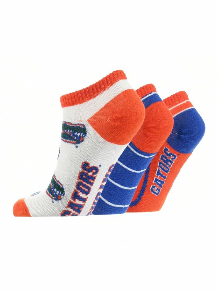 Ncaa Socks * | Buy Tck All Schools Florida Gators No Show Socks Full Field 3 Pack Blue/Orange/White