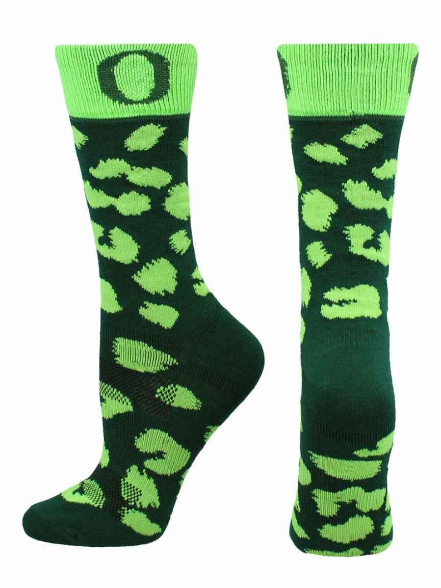 Ncaa Socks * | Wholesale Tck Oregon Ducks Socks Womens Savage Crew Socks Green/Gold