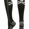 Ncaa Socks * | Flash Sale Madsportsstuff Pirate Skull And Crossbones (Jolly Roger) Over The Calf Socks Baseball Socks Black/Graphite