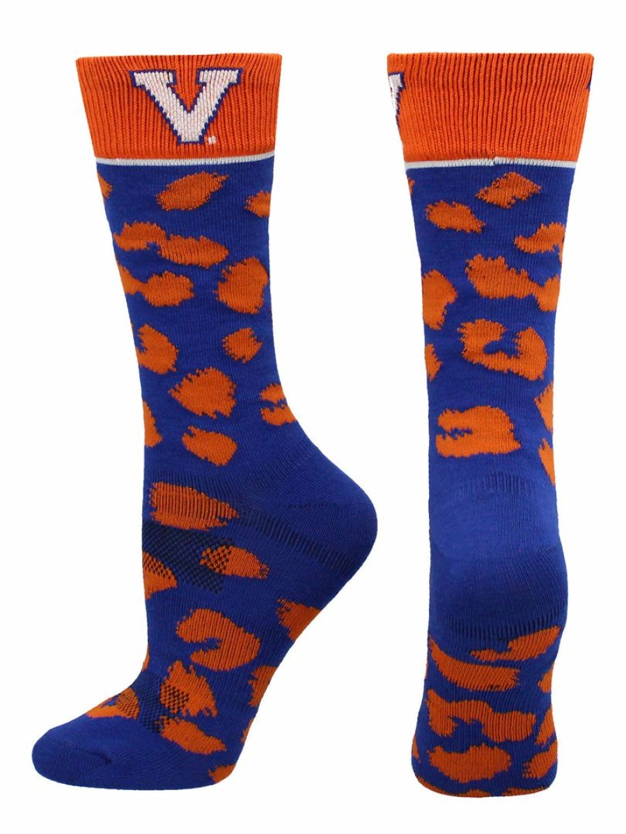 Ncaa Socks * | Hot Sale Tck Virginia Cavaliers Socks Womens Savage Crew Socks Blue/Orange