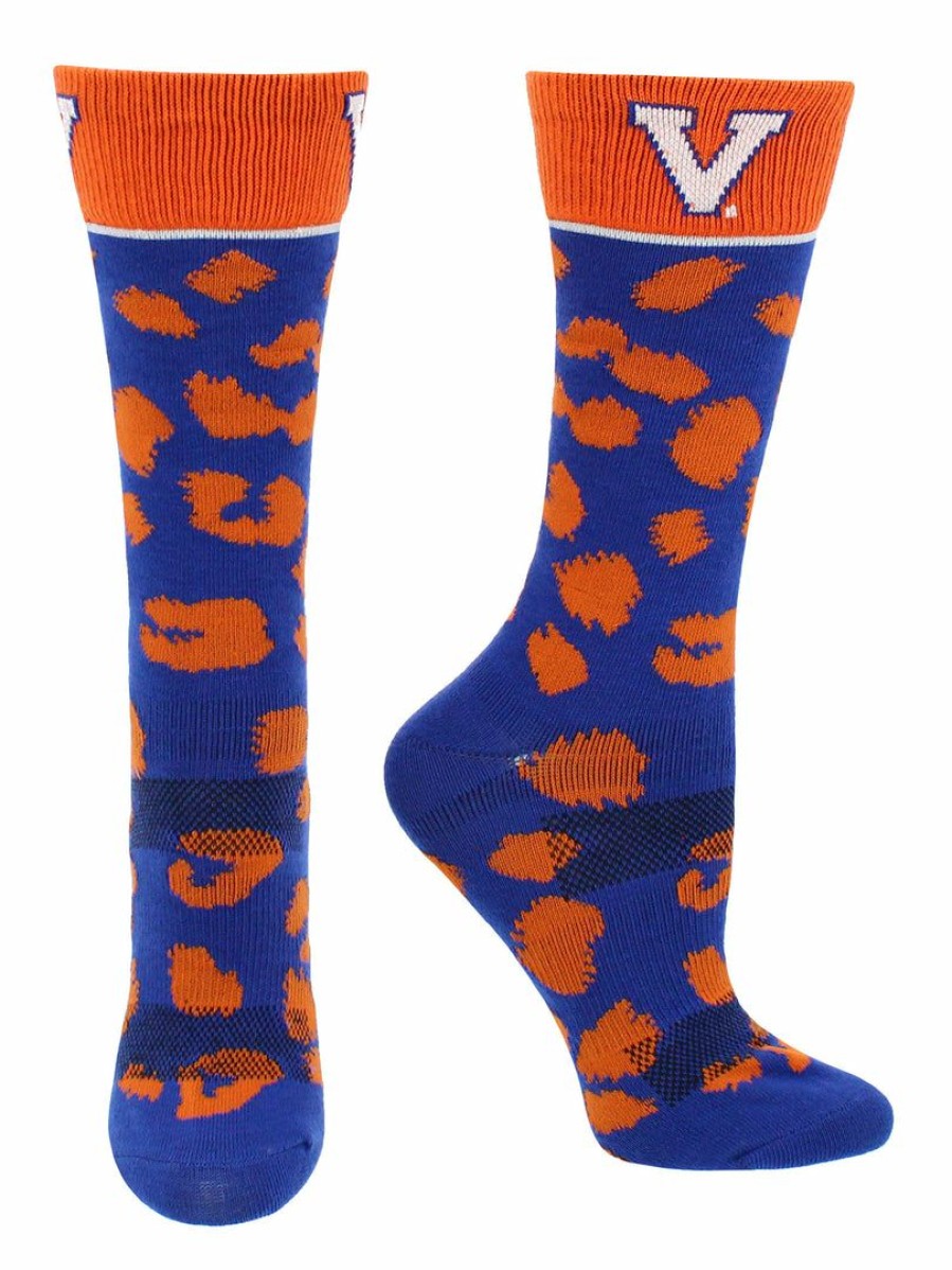 Ncaa Socks * | Hot Sale Tck Virginia Cavaliers Socks Womens Savage Crew Socks Blue/Orange