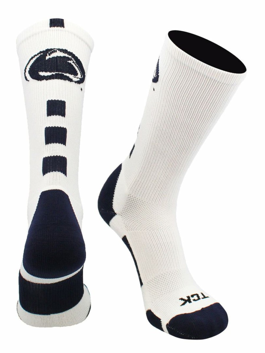 Ncaa Socks * | Outlet Tck Penn State Nittany Lions Socks Baseline Crew All Schools White/Blue