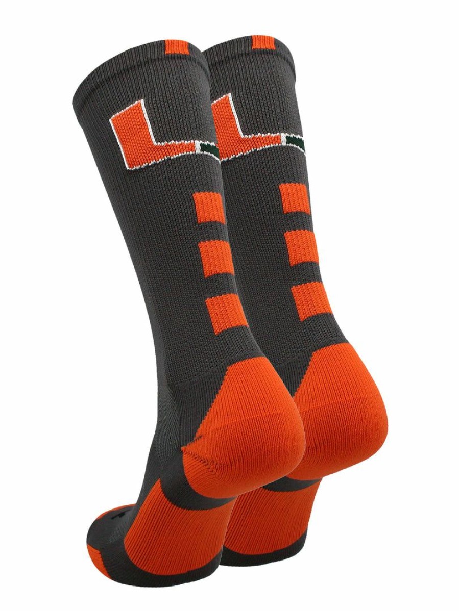 Ncaa Socks * | Cheapest Tck Miami Hurricanes Socks Baseline Crew All Schools Graphite/Orange