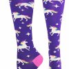 Ncaa Socks * | Best Reviews Of Madsportsstuff Softball Socks Neon Rainbow Unicorn Athletic Over The Calf Socks For Softball Soccer Youth And Adult Purple/Neon Pink