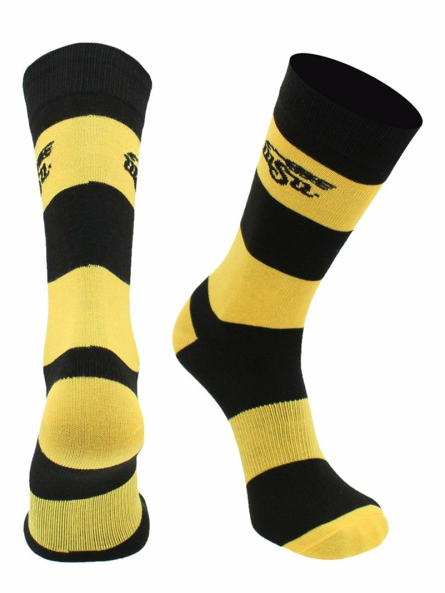 Ncaa Socks * | Wholesale Tck Wichita State Shockers Socks Game Day Striped Crew Socks All Schools Black/Yellow