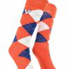 Ncaa Socks * | Cheap Tck Virginia Cavaliers Argyle Dress Socks Ncaa Fanwear Crew Length Orange/Blue/White