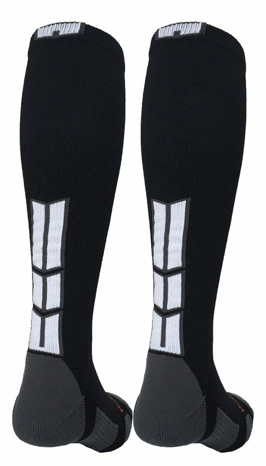 Ncaa Socks * | Promo Madsportsstuff Over The Calf Athletic Team Socks For Softball Baseball Soccer Football Baseball Socks Black/Graphite/White