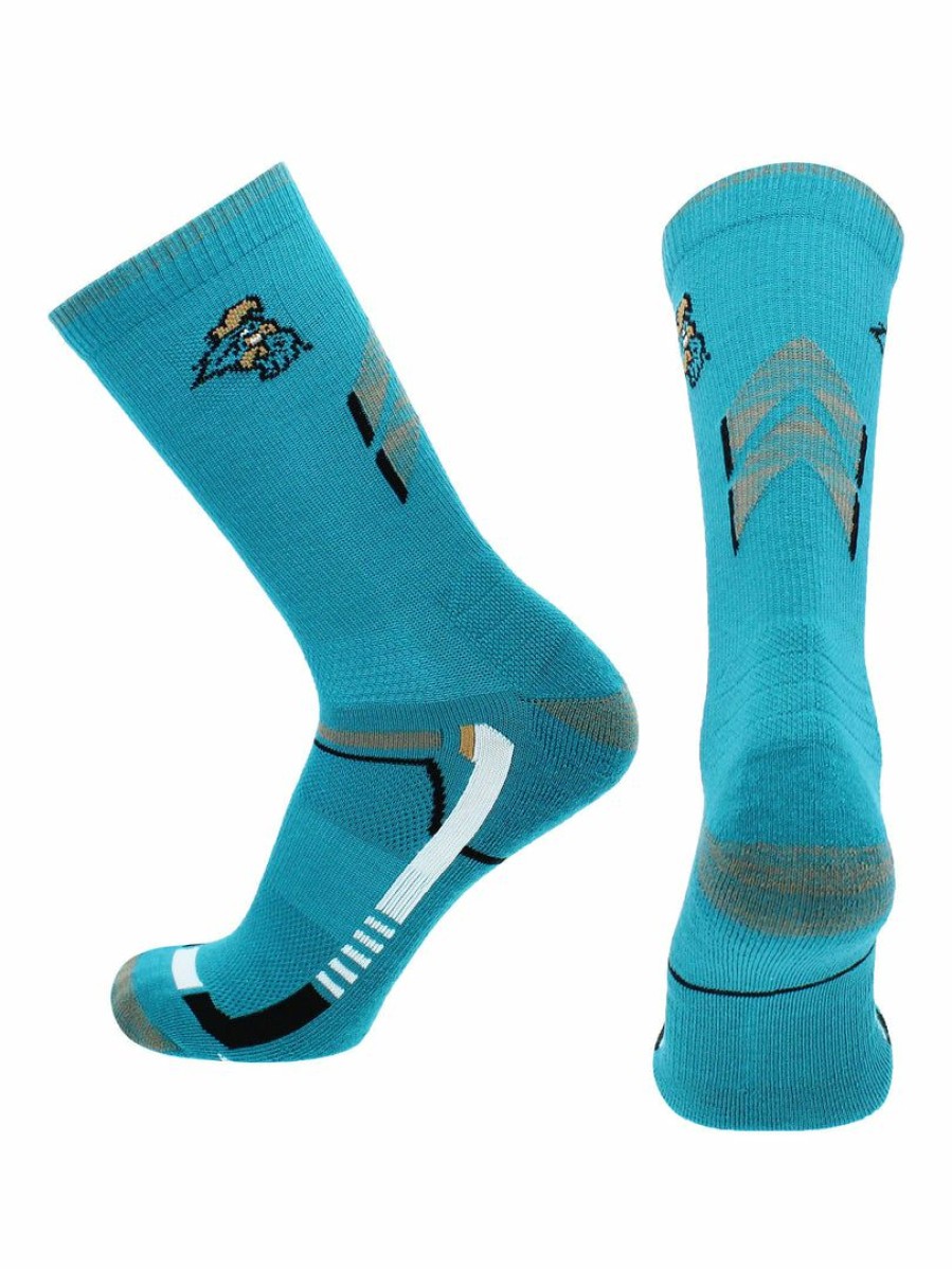 Ncaa Socks * | Outlet Tck All Schools Coastal Carolina Chanticleers Socks Coastal Carolina University Chanticleers Champion Crew Socks Teal/Black