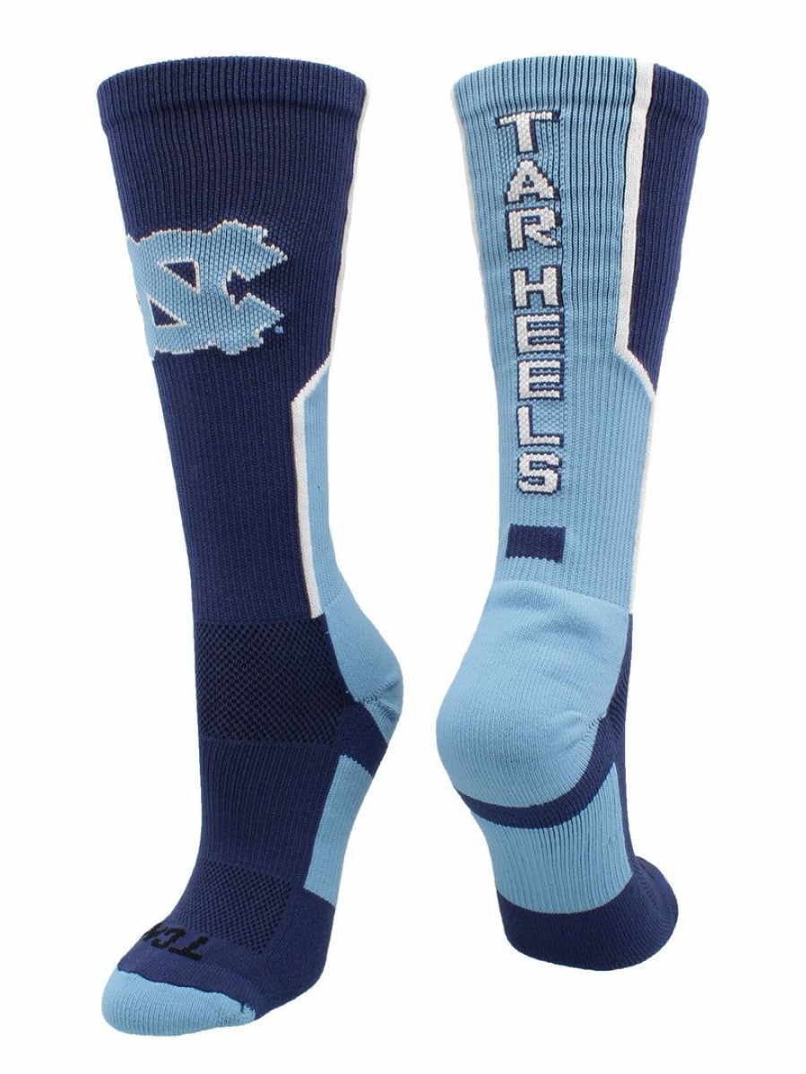 Ncaa Socks * | Best Deal Tck North Carolina Tar Heels Socks Perimeter Crew All Schools Navy/Carolina Blue/White