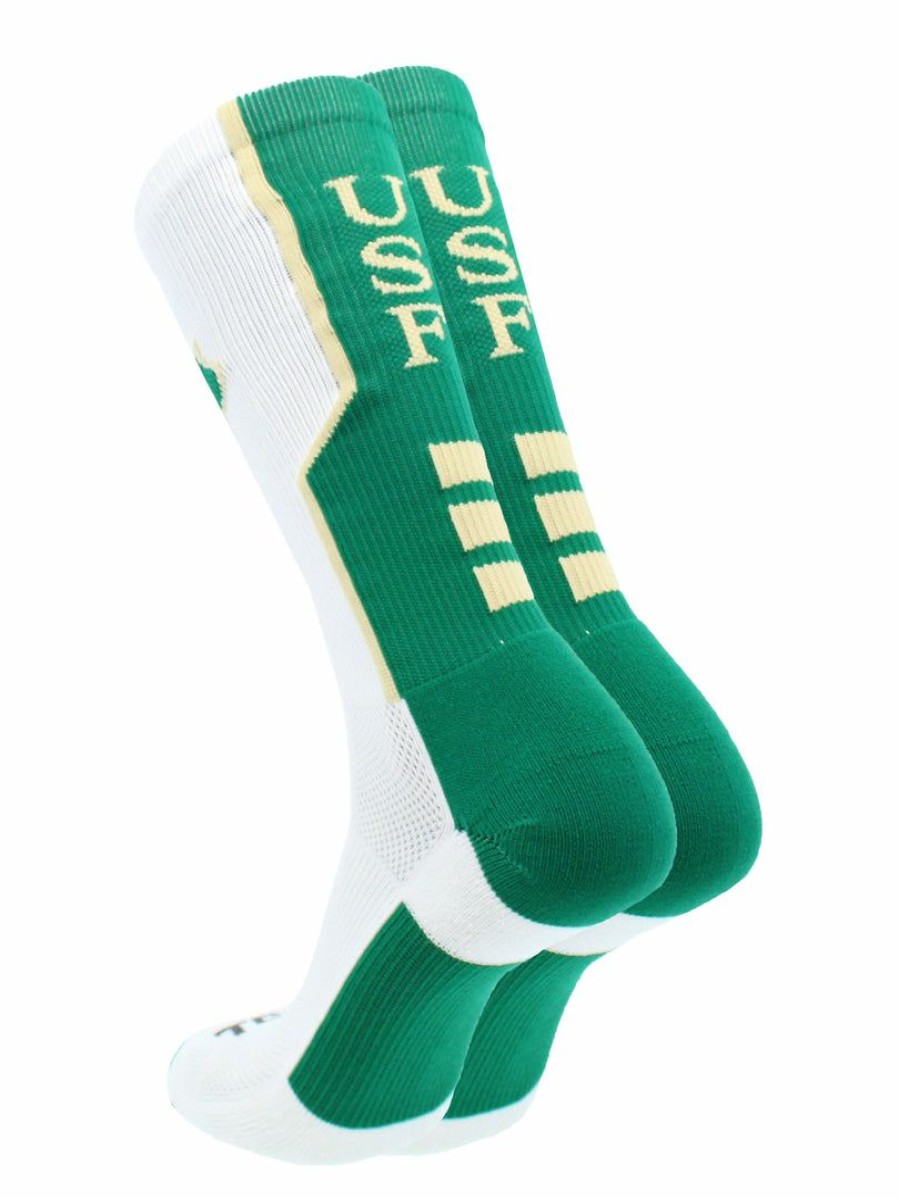 Ncaa Socks * | Best Pirce Tck All Schools University Of South Florida Bulls Socks Perimeter Crew White/Green/Gold