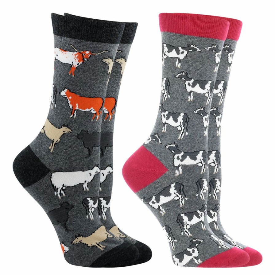 Ncaa Socks * | Discount Whd Cow Socks For Women Cow Lovers Gift 2-Pack