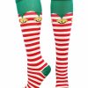 Ncaa Socks * | Best Deal Madsportsstuff Elf Christmas Socks With Bells Over The Calf Length Softball Socks White/Red/Green