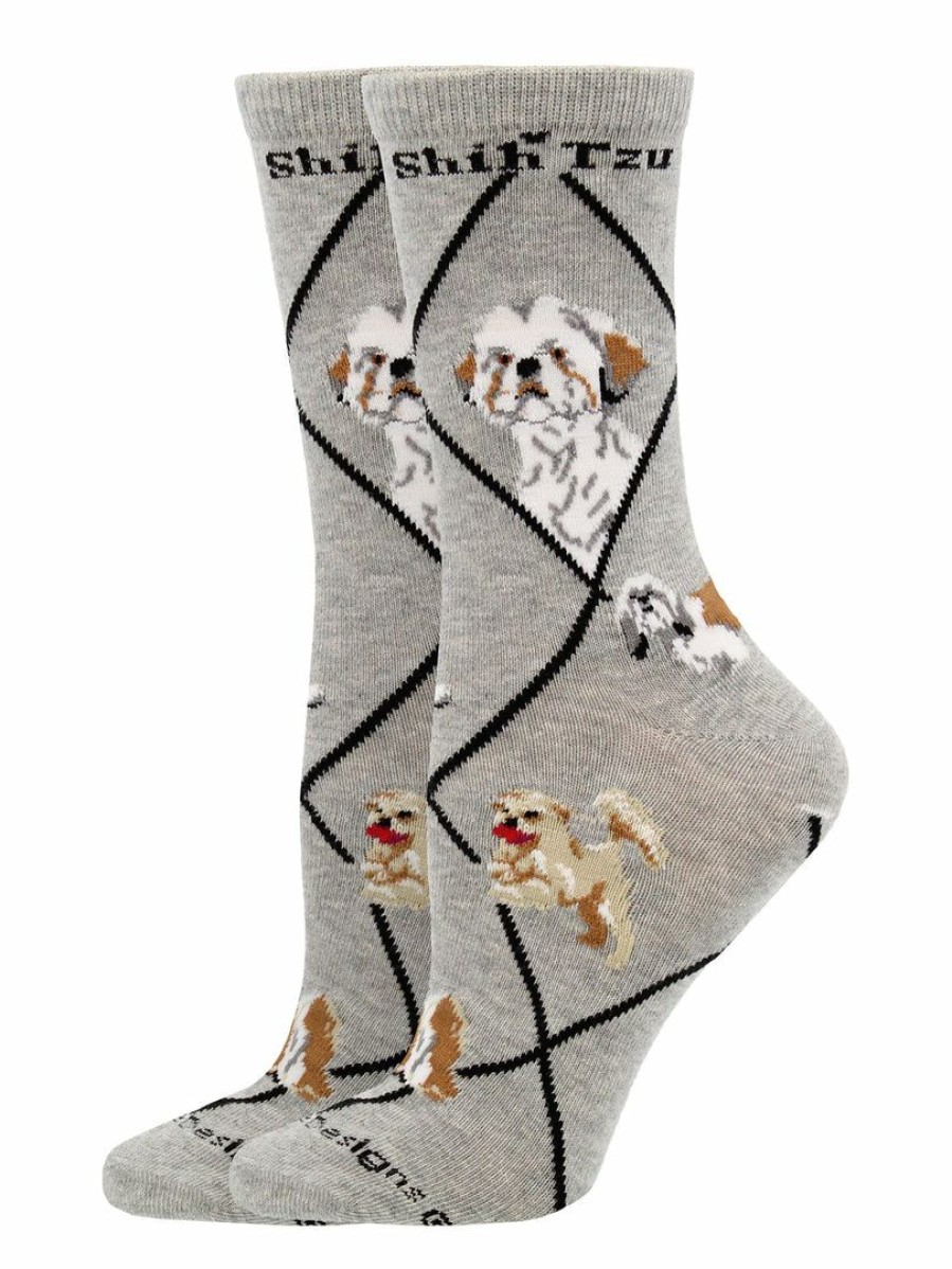 Ncaa Socks * | Flash Sale Whd Shih Tzu Socks For Women Gift For Dog Lovers Crazy Socks Crew