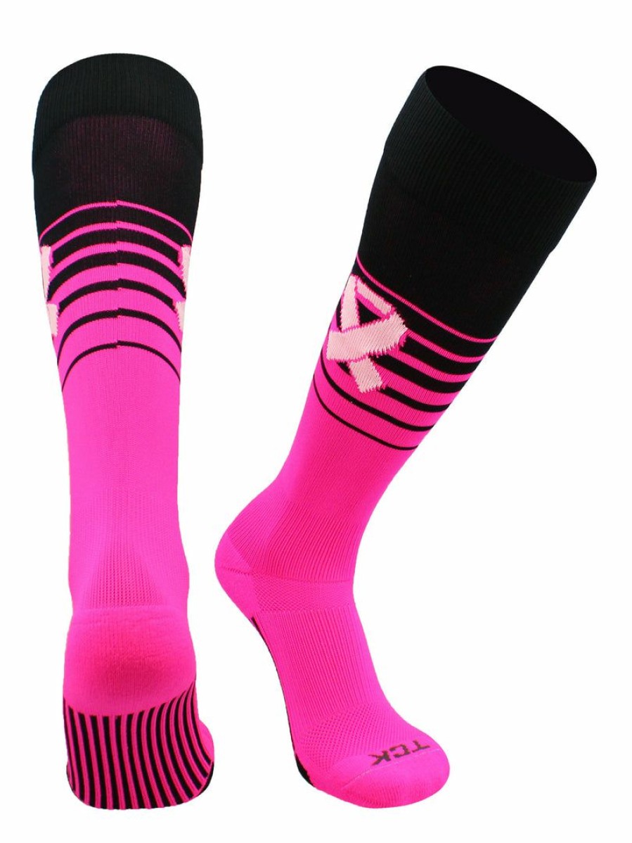 Ncaa Socks * | Best Deal Tck Breaker Aware Breast Cancer Awareness Socks Over The Calf Black/Neon Pink