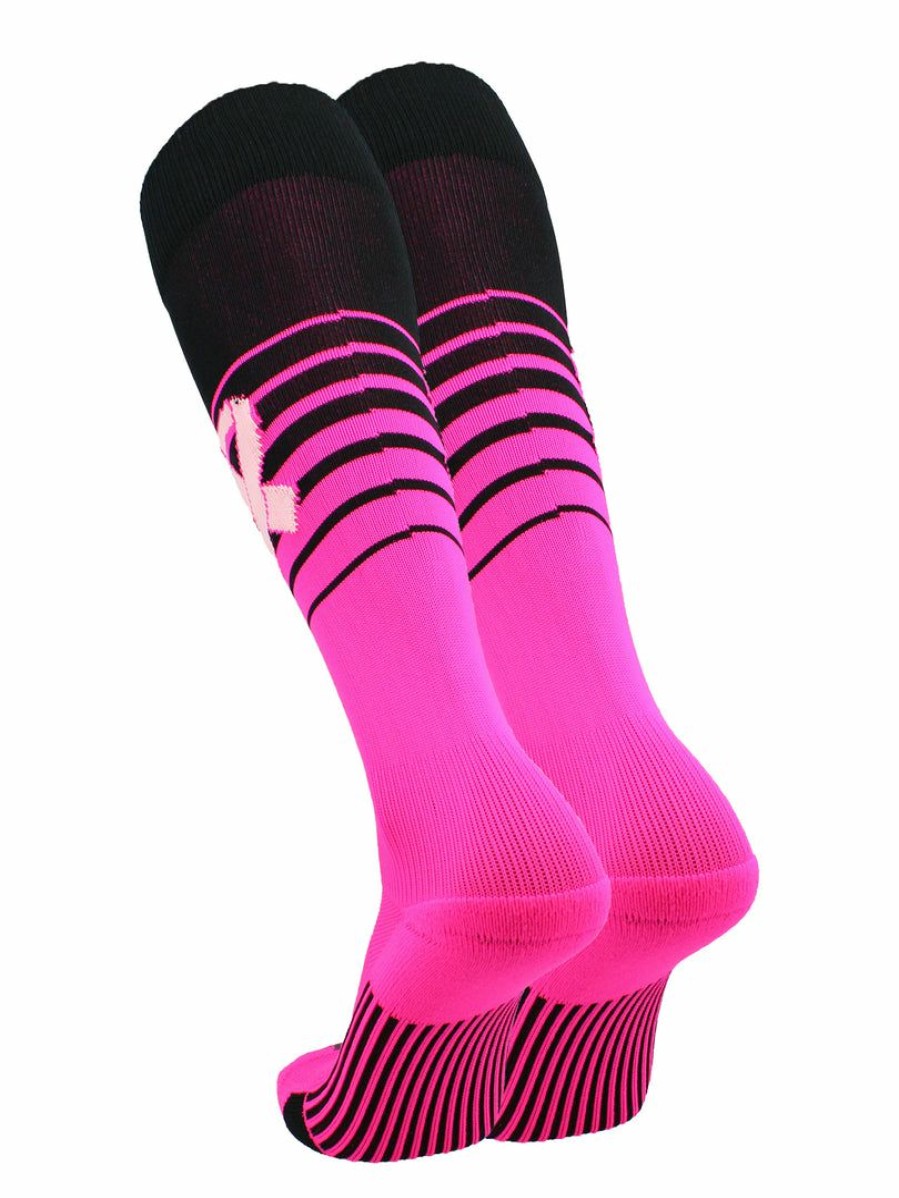 Ncaa Socks * | Best Deal Tck Breaker Aware Breast Cancer Awareness Socks Over The Calf Black/Neon Pink