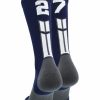 Ncaa Socks * | Best Deal Madsportsstuff Navy Player Id Custom Number Crew Socks For Basketball Lacrosse Volleyball Boys And Girls