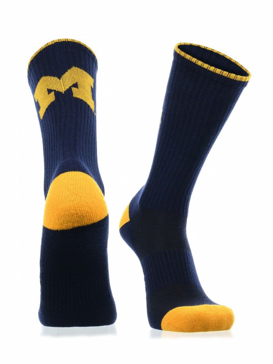 Ncaa Socks * | Best Deal Tck Michigan Wolverines Socks Campus Legend Crew Length Blue/Maize