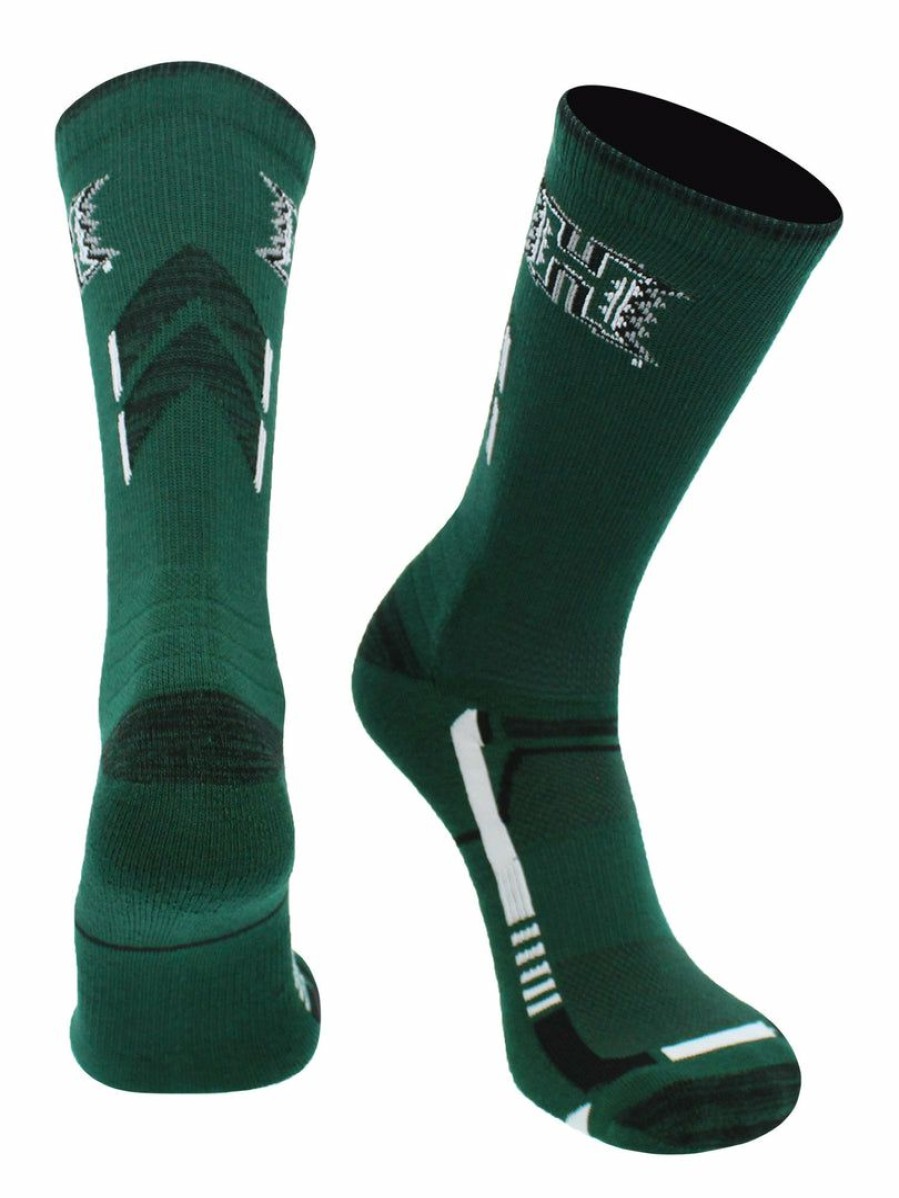 Ncaa Socks * | Deals Tck Hawaii Rainbow Warriors Socks University Of Hawaii Rainbow Warriors Champion Crew Socks All Schools Green/Black