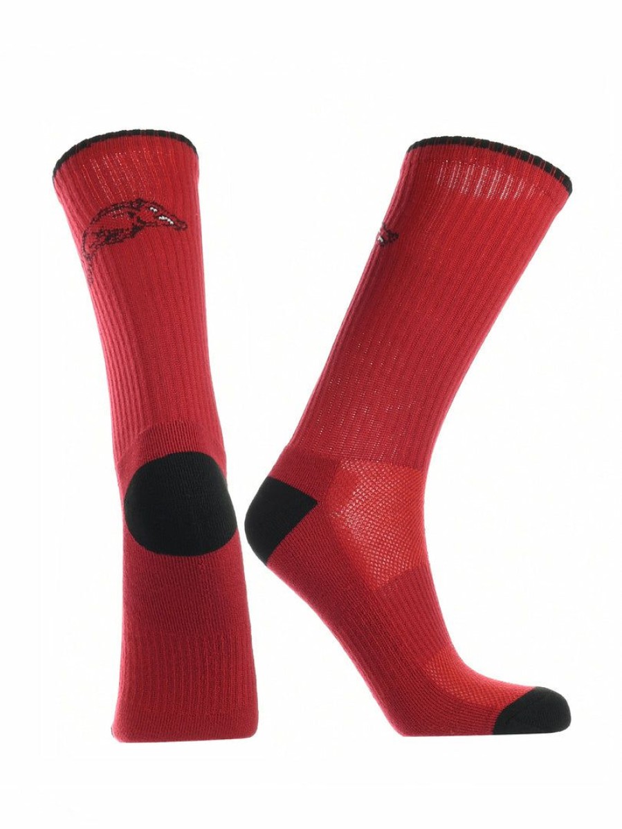 Ncaa Socks * | Top 10 Tck All Schools Arkansas Razorbacks Socks Campus Legend Crew Length Red/Black