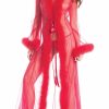 Lingerie * | Be Wicked Sheer Illusion Marabou Robe