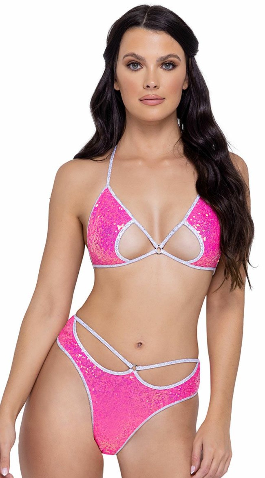 Dancewear * | Roma Pink Sequin Thong Shorts