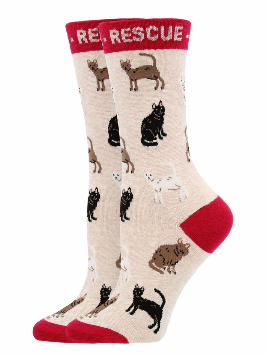 Ncaa Socks * | New Whd Adopt A Cat Socks For Women Gift For Cat Lovers Crazy Socks Crew Oatmeal