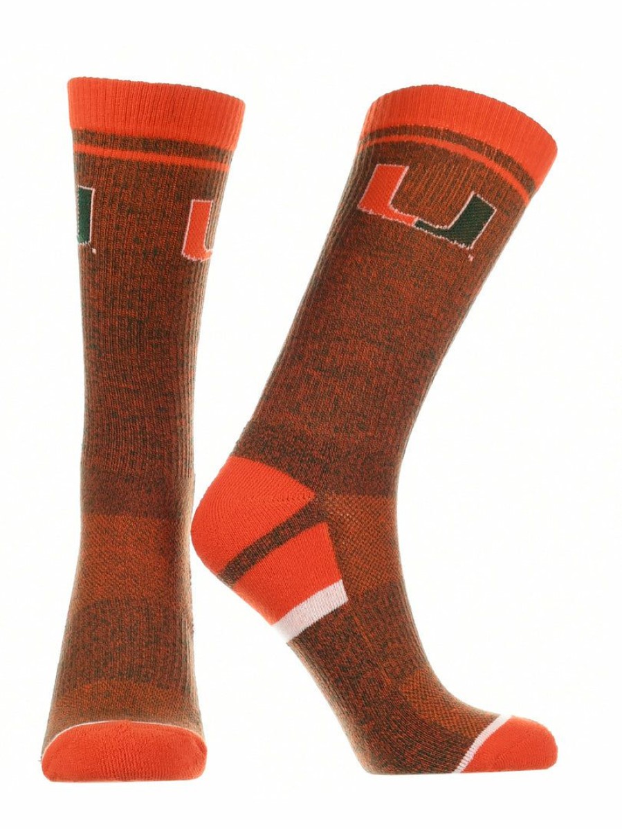 Ncaa Socks * | Coupon Tck Miami Hurricanes Socks Victory Parade Crew Length Orange/Green