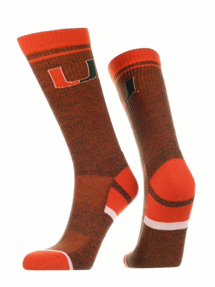 Ncaa Socks * | Coupon Tck Miami Hurricanes Socks Victory Parade Crew Length Orange/Green