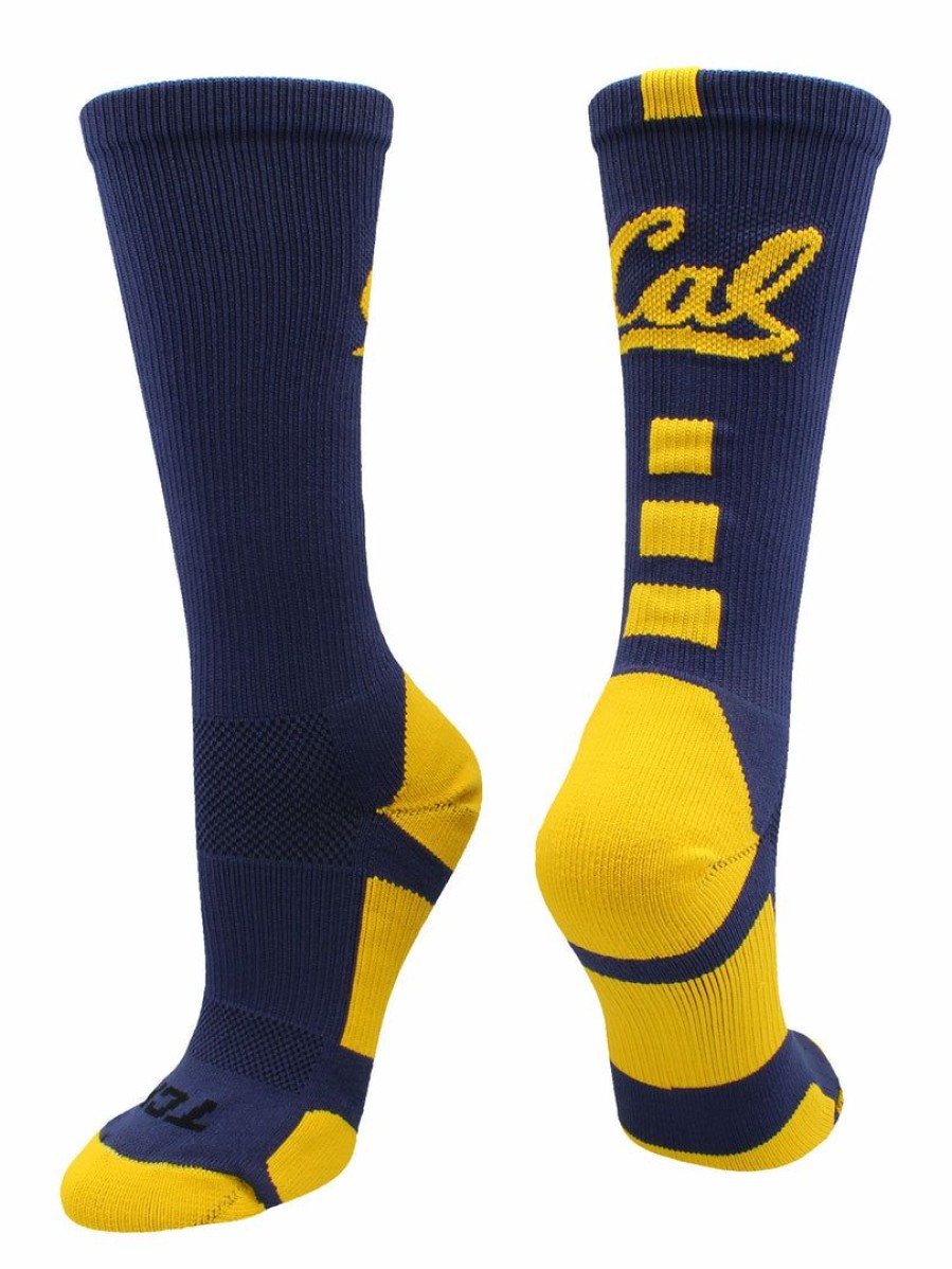 Ncaa Socks * | Brand New Tck Sports Cal Berkeley Bears Socks Baseline Crew All Schools Navy/Gold