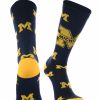 Ncaa Socks * | Promo Tck Michigan Wolverines Socks Crew Length Sock Mayhem Blue/Maize